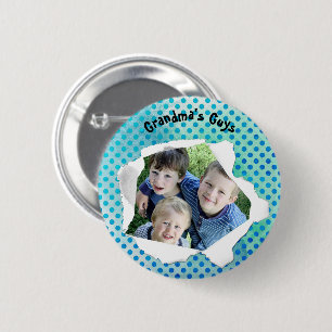 Custom Paper Hole Photo Blue Dots Template Button