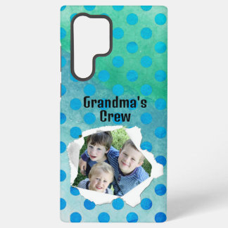 Custom Paper Hole Photo Blue Dots Template Samsung Galaxy S22 Ultra Case