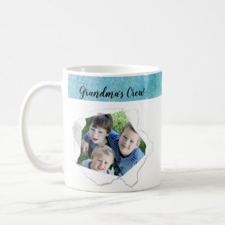 Custom Paper Hole Photo Blue Green Template