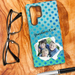 Custom Paper Hole Photo Polka Dot Template Samsung Galaxy S22 Ultra Case<br><div class="desc">This template design features a placeholder photo of boys peeking through a punched paper hole that YOU REPLACE with your favorite photo of family members or a pet(s). You may have to try several photos before you get a great fit into the odd shaped setting. A square photo or a...</div>