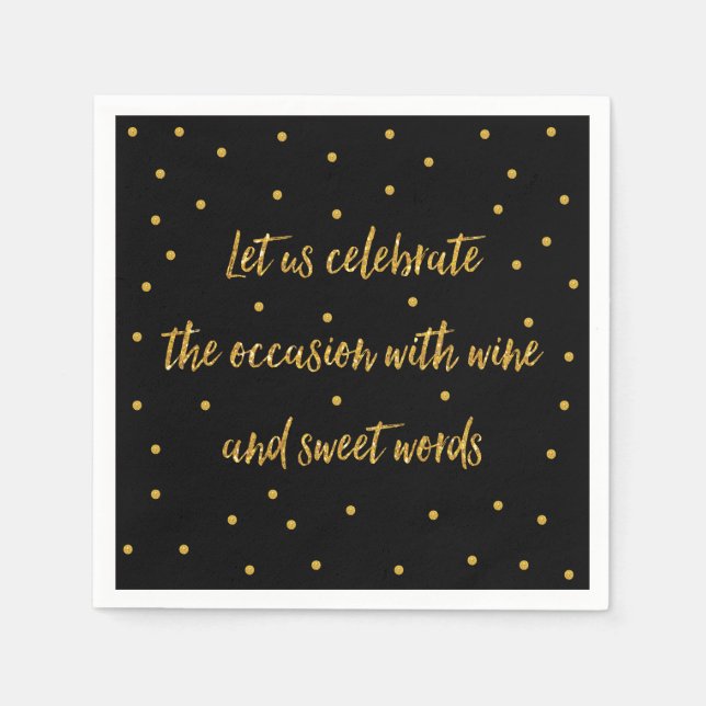 Custom Paper Napkins Black And Gold (Front)