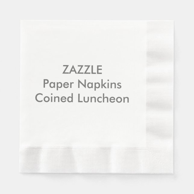 Custom Paper Napkins WHITE COINED LUNCHEON (Front)