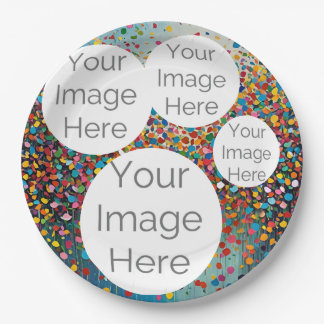 custom paper photo text template confetti plates