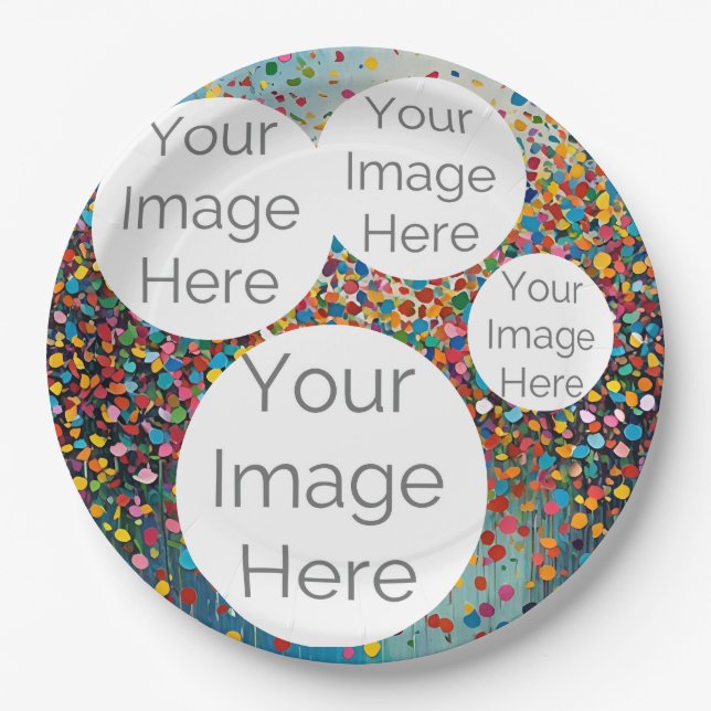 custom paper photo text template confetti plates (Front)