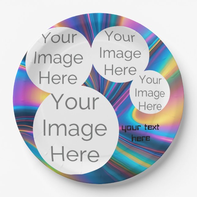 custom paper photo text template rainbow plates (Front)