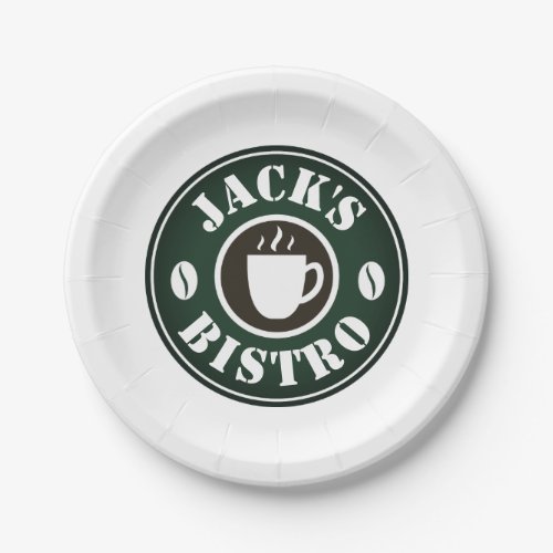 Custom Paper Plates with coffee bean business logo
