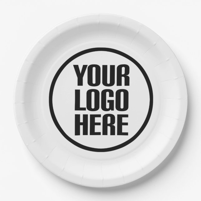 Custom paper plates your logo here party supplies (Front)