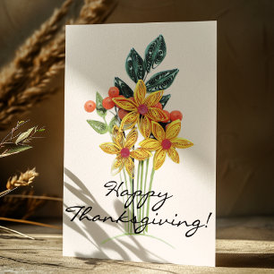 Custom, Paper Quilled Bouquet, Happy Thanksgiving Holiday Card