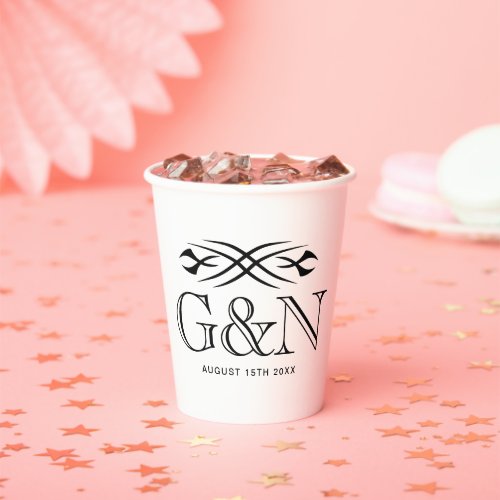 Custom paper wedding cups with cool tattoo print