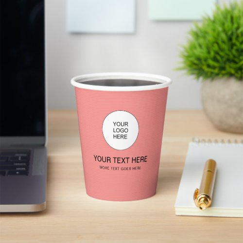 Custom Papercup Business Logo Text Template Lid Paper Cups