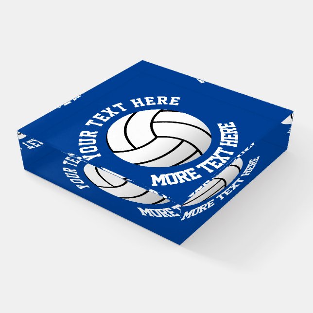 Custom paperweight for volleyball player or coach (Angled)