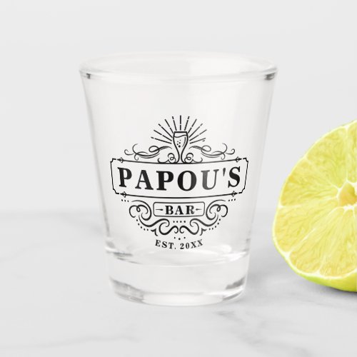 Custom Papous Bar Year Established Shot Glass