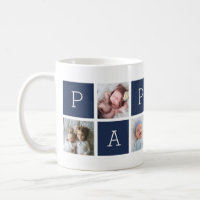 Custom Pappou Grandfather Photo Collage Coffee Mug