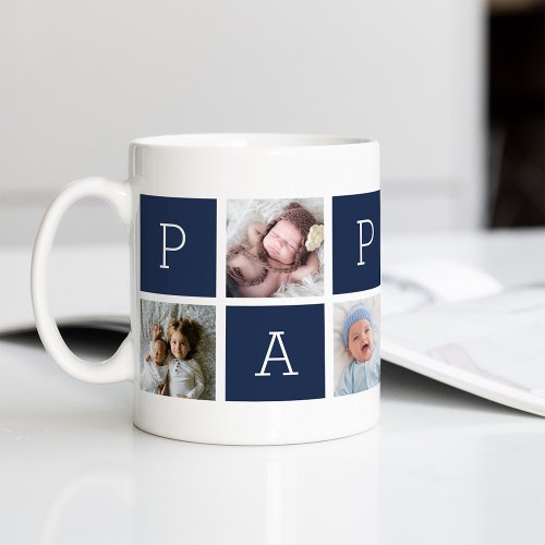 Custom Pappou Grandfather Photo Collage Coffee Mug