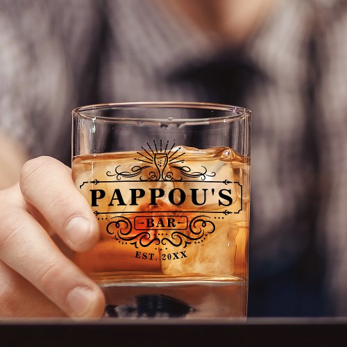 Custom Pappous Bar Year Established Glass