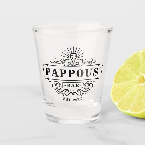 Custom Pappous Bar Year Established Shot Glass