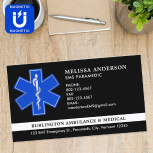 Custom Paramedic EMS Ambulance Service Emblem Logo Business Card Magnet