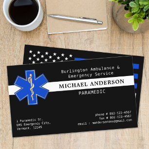 Custom Paramedic EMS Emergency Technician Logo Business Card
