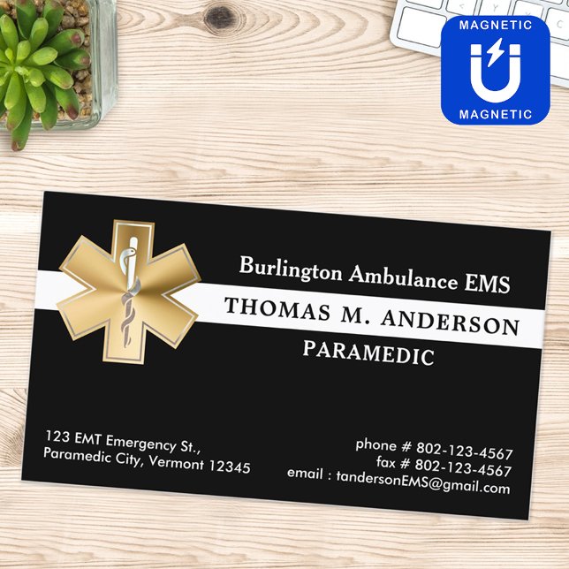 Custom Paramedic EMS EMT Ambulance Emergency  Business Card Magnet (Creator Uploaded)