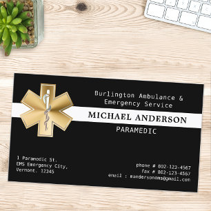 Custom Paramedic EMS EMT Ambulance Gold Logo Business Card