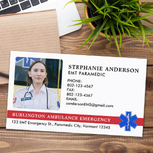 Custom Paramedic EMS EMT Emergency Ambulance Logo Business Card