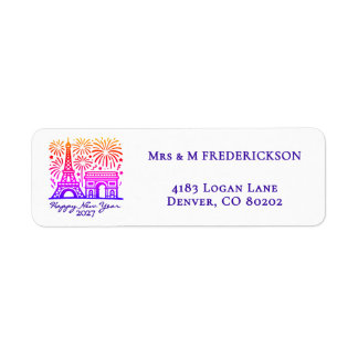 Custom Paris Eiffel Tower Fireworks New Year 2027 Label