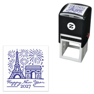 Custom Paris Eiffel Tower Fireworks New Year 2027 Self-inking Stamp