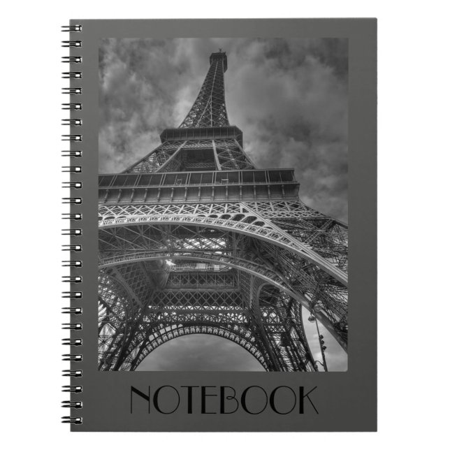 Custom Paris France Eiffel Tower Gray Notebook (Front)