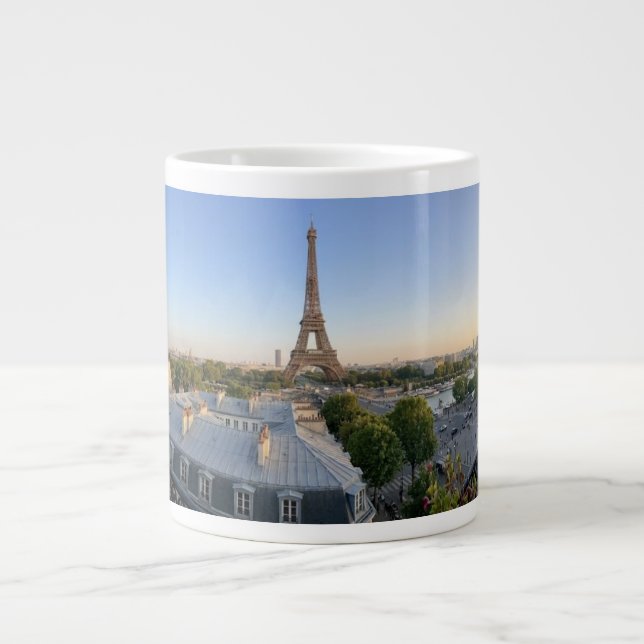 Custom Paris Panoramic Skyline View Eiffel Tower Giant Coffee Mug (Front)