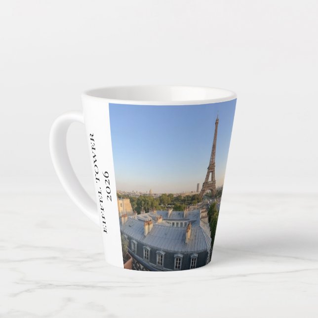Custom Paris Panoramic Skyline View Eiffel Tower Latte Mug (Left Angle)