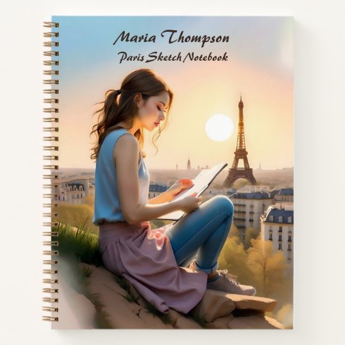 Custom Paris Sketch Travel Notebook Journal Diary
