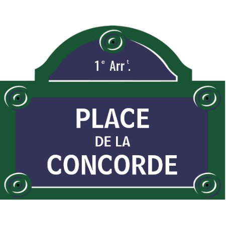 Custom Paris Street Sign Concorde Cutout