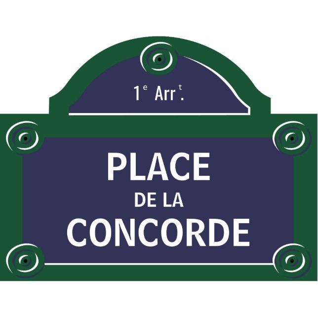 Custom Paris Street Sign Concorde Cutout (Front)