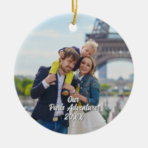 Custom Paris Travel Photo Christmas Tree Ceramic Ornament