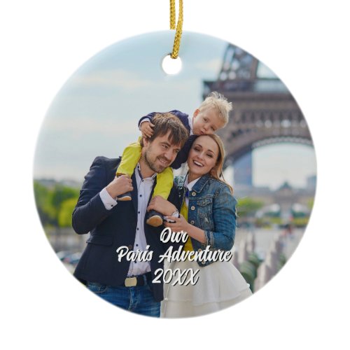 Custom Paris Travel Photo Christmas Tree Ceramic Ornament