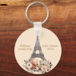 Custom Paris Trip Eiffel Tower Floral Keychain<br><div class="desc">Personalize this chic Paris,  France vacation keychain for your family reunion or girls trip to Europe. An beautiful watercolor drawing of the Eiffel tower with flowers at the bottom. A lovely keepsake souvenir gift.</div>