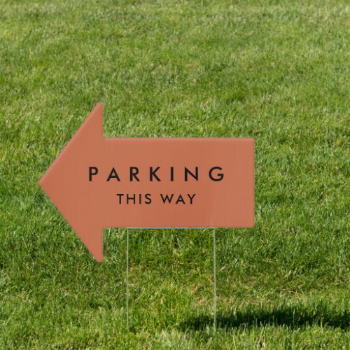 Custom Parking This Way Wedding Terracotta Arrow Sign