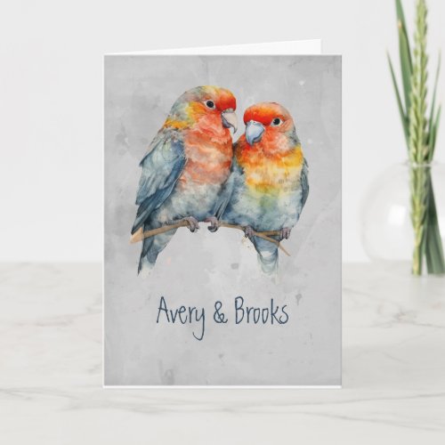 Custom Parrot Couple Love Bird Wedding Anniversary Card