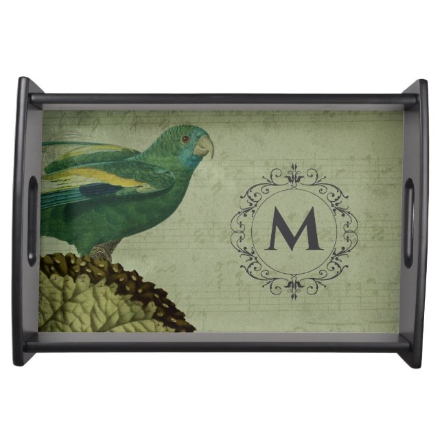 Custom Parrot Monogrammed Serving Tray (Front)