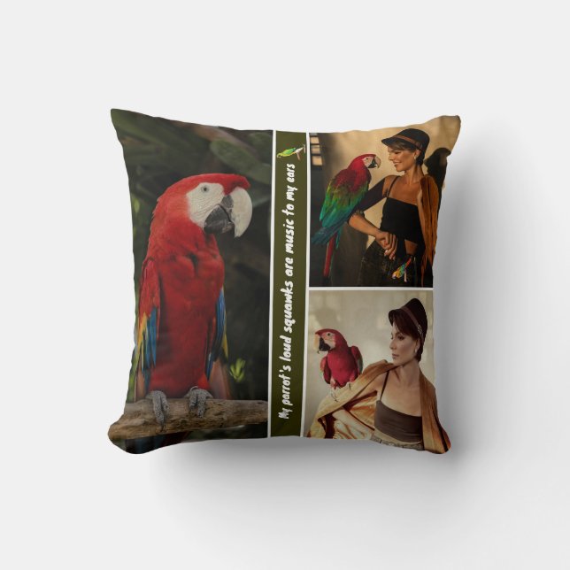  Custom Parrot Photos Throw Pillow (Front)