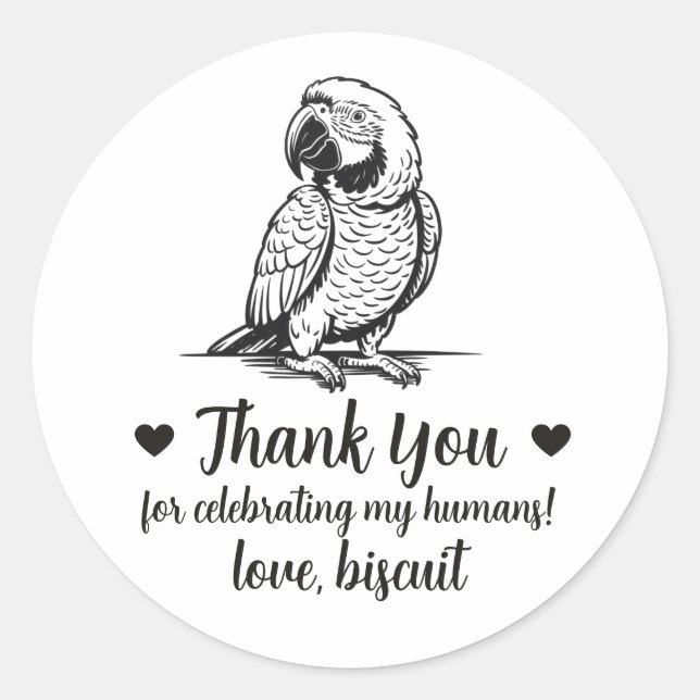 Custom Parrot Wedding Favor Stickers (Front)