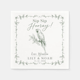 Custom Parrot Wedding Tropical Bird Vintage Sketch Napkins