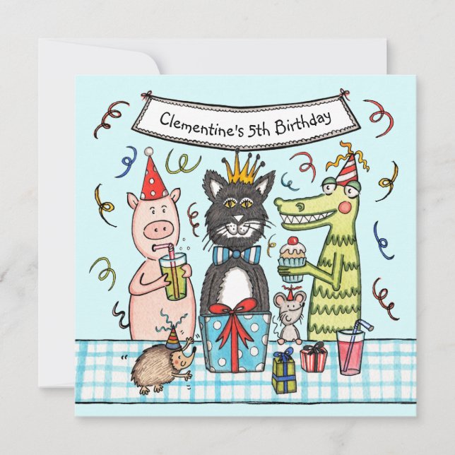 Custom Party Animals Birthday Party Invitation (Front)