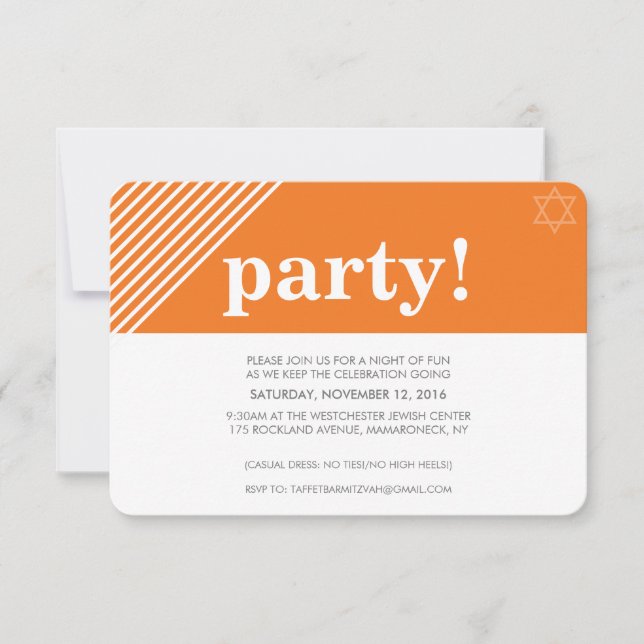CUSTOM PARTY cool modern bold name orange Invitation (Front)