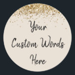 Custom Party Favor Personalized Birthday Classic Round Sticker<br><div class="desc">custom birthday party round sticker,  sweet 16 quinceanera 40th 50th,  glitter wedding reception gift label,  personalized anniversary 30th 21st 15th,  bachelorette sixteen 16th bridal 20th,  twenty-fifth 25th twenty first daughter,  girl wife twinkle sparkle granddaughter,  grandson son boy 5th fifth,  10th 80th 18th for baby,  shower sand khaki black gold</div>