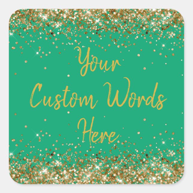 Custom Party Favor Personalized Birthday Green  Square Sticker (Front)