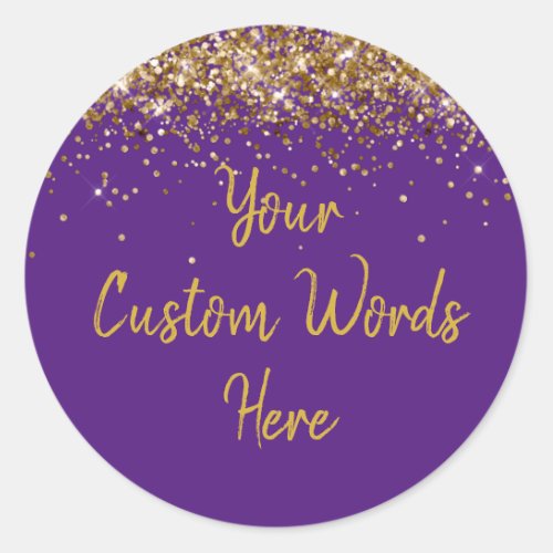 Custom Party Favor Personalized Birthday Purple Classic Round Sticker