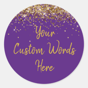 Custom Party Favor Personalized Birthday Purple Classic Round Sticker
