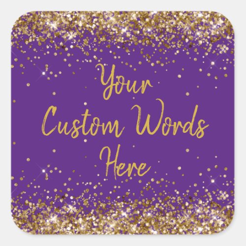 Custom Party Favor Personalized Birthday Purple Square Sticker