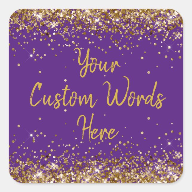 Custom Party Favor Personalized Birthday Purple Square Sticker (Front)